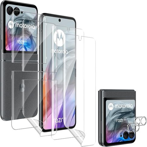 [مجموعتان من 6 قطع] واقي شاشة Motorola Razr 50، 2 طبقة TPU + 2 طبقة TPU للشاشة الخلفية + 2 واقي عدسة الكاميرا، وضوح عالي، مضاد للخدش، خالٍ من الفقاعات، لهاتف Motorola Razr 50 in Saudi Arabia