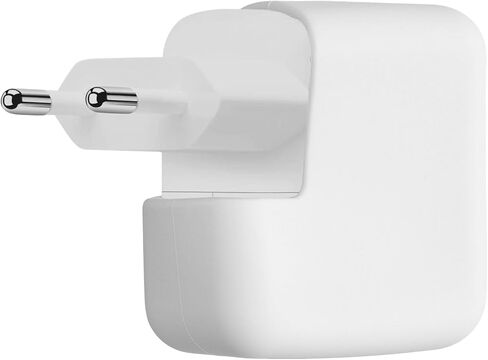 غطاء شاحن kwmobile متوافق مع غطاء محول الطاقة USB-C المزدوج بقدرة 35 وات من Apple - غطاء سيليكون كامل التغطية - أبيض in Saudi Arabia