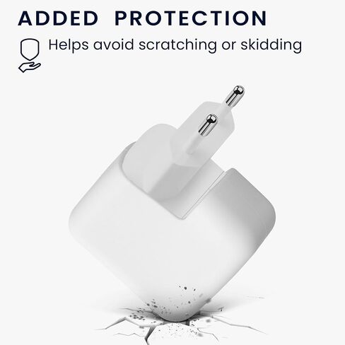 غطاء شاحن kwmobile متوافق مع غطاء محول الطاقة USB-C المزدوج بقدرة 35 وات من Apple - غطاء سيليكون كامل التغطية - أبيض in Saudi Arabia