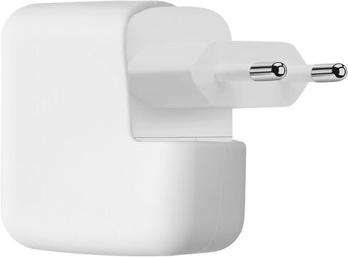 غطاء شاحن kwmobile متوافق مع غطاء محول الطاقة USB-C المزدوج بقدرة 35 وات من Apple - غطاء سيليكون كامل التغطية - أبيض in Saudi Arabia