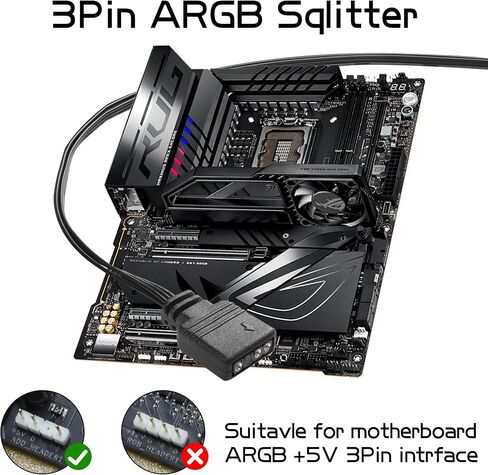 YAODHAOD ARGB كابل مقسم، 5 فولت 1 أنثى إلى 4 ذكر 3 دبوس كابل تمديد RGB ARGB قابل للعنونة لهيكل الكمبيوتر، مبرد وحدة المعالجة المركزية ومروحة ARGB 5 فولت (أبيض، 1 إلى 4 (1 قطعة)) in Saudi Arabia