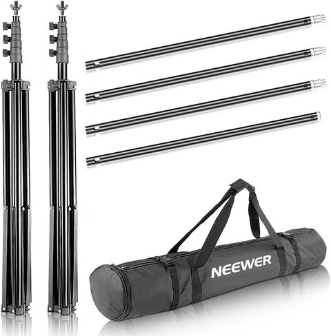 Neewer Photo Video Studio Backdrop and Support Kit: 5x7feet/1.5x2meters Striped Wooden Polyester Backdrop and 8.5feet/2.6meters Adjustable Support Stand with 2-Piece Background Clamps and Carrying Bag in Saudi Arabia