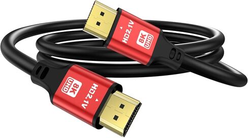 HDMI Cable 1.5ft, 48Gbps 8K@60Hz 4K@120Hz, HDCP 2.2 & 2.3, DTS:X, HDR 10 Compatible with Roku TV/eARC/3D/PS5/HDTV/Laptop/Blu-ray High Speed HDMI Cable(Red) in Saudi Arabia