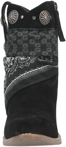 Dingo Womens Bandida Paisley Studded Round Toe Casual Boots Ankle Mid Heel 2-3" - Black in Saudi Arabia