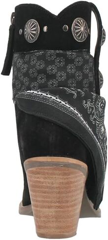 Dingo Womens Bandida Paisley Studded Round Toe Casual Boots Ankle Mid Heel 2-3" - Black in Saudi Arabia