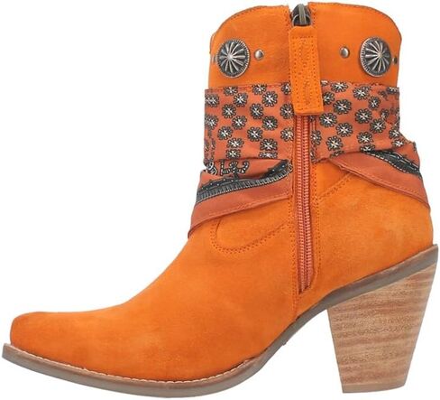 Dingo Womens Bandida Paisley Studded Round Toe Casual Boots Ankle Mid Heel 2-3" - Black in Saudi Arabia