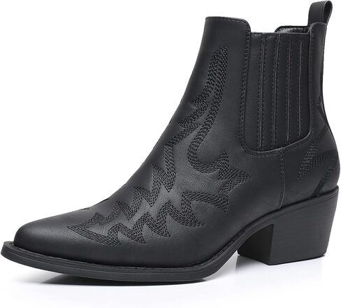 GLOBALWIN Cowboy Boots For Women Pointed Toe Pull On Chelsea Ankle Booties The Western Cowgirl Boots in Saudi Arabia