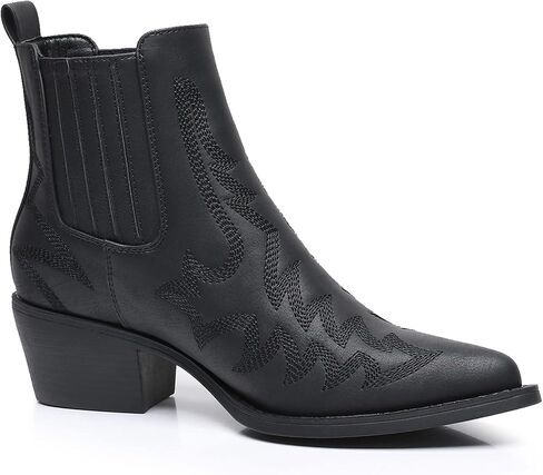 GLOBALWIN Cowboy Boots For Women Pointed Toe Pull On Chelsea Ankle Booties The Western Cowgirl Boots in Saudi Arabia