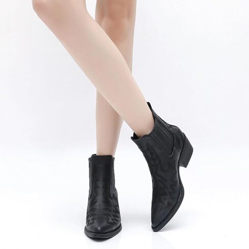 GLOBALWIN Cowboy Boots For Women Pointed Toe Pull On Chelsea Ankle Booties The Western Cowgirl Boots in Saudi Arabia