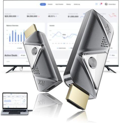 جهاز إرسال واستقبال HDMI لاسلكي، مجموعة موسع HDMI اللاسلكية من FIGEBNY للتوصيل والتشغيل، 2.4G/5G لبث الفيديو والصوت إلى شاشة الكمبيوتر/الكمبيوتر المحمول/HDTV/جهاز العرض/صندوق التلفزيون in Kuwait