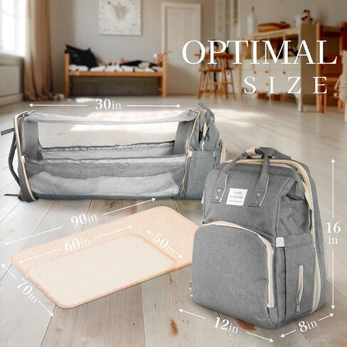 7 in 1 Diaper Bag with Changing Station, Unisex Baby Backpack with Portable Changing Pad, Large Waterproof Diaper Bag with USB Port, Built-in Stroller, Clips, Moonlit Grey Baby Bag for Travel in Saudi Arabia