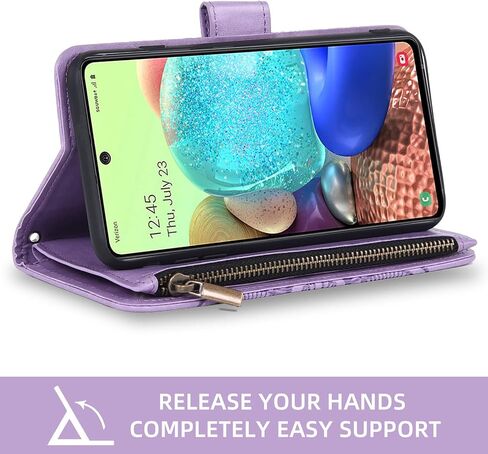 Asuwish Compatible with Samsung Galaxy A71 5G Wallet Case and Tempered Glass Screen Protector Flower Leather Flip Card Holder Stand Cell Phone Cover for Glaxay A 71 G5 Gaxaly 71A S71 Women Men Purple in Saudi Arabia