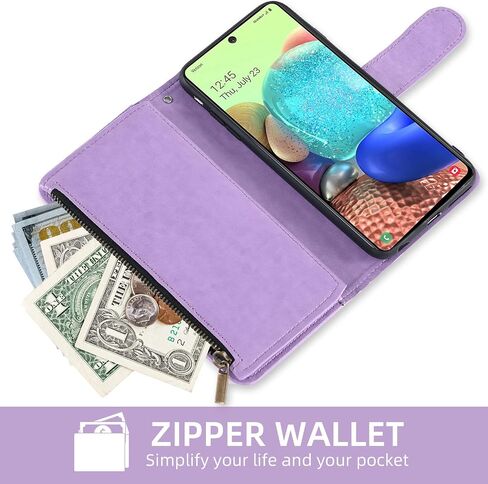 Asuwish Compatible with Samsung Galaxy A71 5G Wallet Case and Tempered Glass Screen Protector Flower Leather Flip Card Holder Stand Cell Phone Cover for Glaxay A 71 G5 Gaxaly 71A S71 Women Men Purple in Saudi Arabia