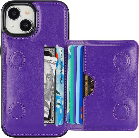 KIHUWEY Compatible with iPhone 15 Wallet Case Credit Card Holder, Premium Leather Kickstand Flip Hidden Magnetic Clasp Durable Shockproof Protective Cover for iPhone 15 6.1 inch (Black) in Saudi Arabia