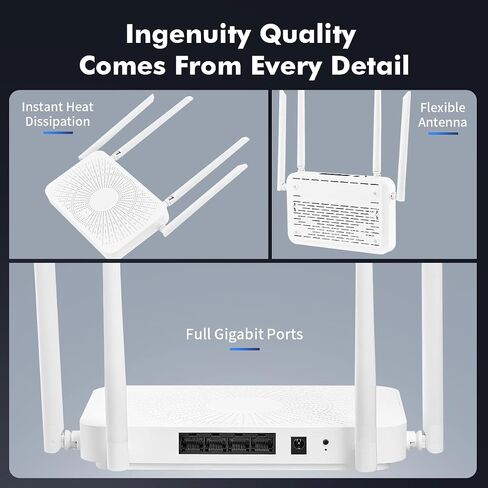 موجه الإنترنت اللاسلكي Binardat WiFi6 AX3000، 2.4G/5G ثنائي النطاق 160 ميجاهرتز، عرض النطاق الترددي 2x2 MIMO، 4 منافذ Gigabit Ethernet WAN/LAN، شبكة/WPS بنقرة واحدة in Saudi Arabia
