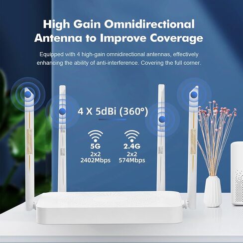 موجه الإنترنت اللاسلكي Binardat WiFi6 AX3000، 2.4G/5G ثنائي النطاق 160 ميجاهرتز، عرض النطاق الترددي 2x2 MIMO، 4 منافذ Gigabit Ethernet WAN/LAN، شبكة/WPS بنقرة واحدة in Saudi Arabia