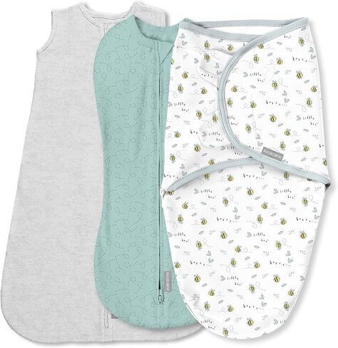 SwaddleMe by Ingenuity Swaddle, Compression Pod, & Sleep Sack Set, Gift Set, 0-3 Months, 3-Pack - Baby Elephant in Saudi Arabia