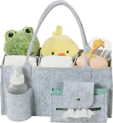 Baby Diaper Caddy Organizer Oversized Baby Storage Organizer with Adjustable Dividers, Nursery Storage Basket Gift for Baby Shower, Portable Diaper Organizer for Newborn Boys Girls in Saudi Arabia