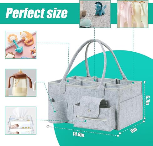 Baby Diaper Caddy Organizer Oversized Baby Storage Organizer with Adjustable Dividers, Nursery Storage Basket Gift for Baby Shower, Portable Diaper Organizer for Newborn Boys Girls in Saudi Arabia