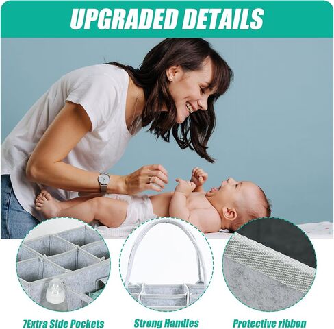 Baby Diaper Caddy Organizer Oversized Baby Storage Organizer with Adjustable Dividers, Nursery Storage Basket Gift for Baby Shower, Portable Diaper Organizer for Newborn Boys Girls in Saudi Arabia