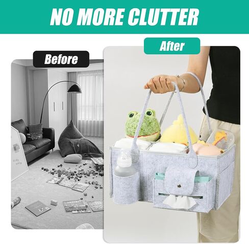 Baby Diaper Caddy Organizer Oversized Baby Storage Organizer with Adjustable Dividers, Nursery Storage Basket Gift for Baby Shower, Portable Diaper Organizer for Newborn Boys Girls in Saudi Arabia