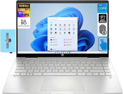 HP Pavilion X360 14.0" Touchscreen FHD IPS 2-in-1 Laptop (Intel i5-1235U 10-Core, 16GB RAM, 2TB PCIe SSD, Intel Iris Xe, Backlit KYB, FP, WiFi 6, BT 5.2, Webcam, Win 11 Pro) w/Dockztorm Hub in Saudi Arabia