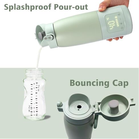 Portable Bottle Warmer for Travel, Baby Milk Warmer, Stainless Steel Vacuum-Insulated Mug, 37°C to 55°C Constant Temperature, USB Charging, Baby Thermos Cup On The Go, 17 Ounce/500ML in Saudi Arabia