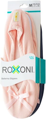 شبشب باليرينا مسطح سهل الارتداء للسيدات من Roxoni مصنوع من القطن والقطيفة الكلاسيكي (عبوة من قطعتين) in Kuwait