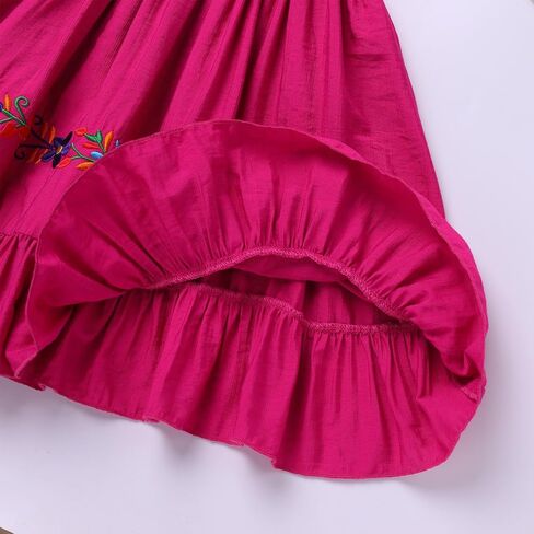 Baby Girls Mexican Ruffle A-Line Dress Toddler Kids Floral Embroidered Peasant Traditional Ethnic Wear Clothes in Kuwait