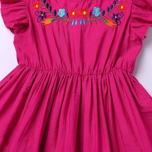 Baby Girls Mexican Ruffle A-Line Dress Toddler Kids Floral Embroidered Peasant Traditional Ethnic Wear Clothes in Kuwait