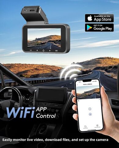 Dash Cam 4K, WiFi Dash Camera, Dash Cam with App for Phone, 3" IPS Screen, Night Vision, G-Sensor, Loop Recording, WDR, Free 32GB Micro SD Card Included in Saudi Arabia