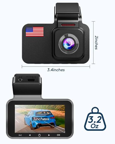 Dash Cam 4K, WiFi Dash Camera, Dash Cam with App for Phone, 3" IPS Screen, Night Vision, G-Sensor, Loop Recording, WDR, Free 32GB Micro SD Card Included in Saudi Arabia