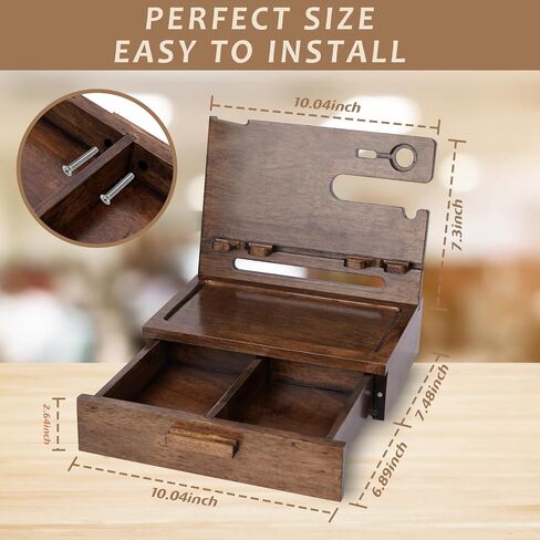 Gifts for Men Dad, Wood Phone Docking Station, Unique Birthday Gifts for Father from Daughter Son, Men Nightstand Organizer, Unique Husband Anniversary Best Gift for Him Boyfriend from Wife Girlfriend in Saudi Arabia