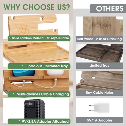 قاعدة شحن خشبية للهاتف مع درج، هدايا للرجال من ابن الابنة، منظم منضدة للرجال، عيد ميلاد فريد للزوج من أجل تخرج صديقه من زوجته in Kuwait