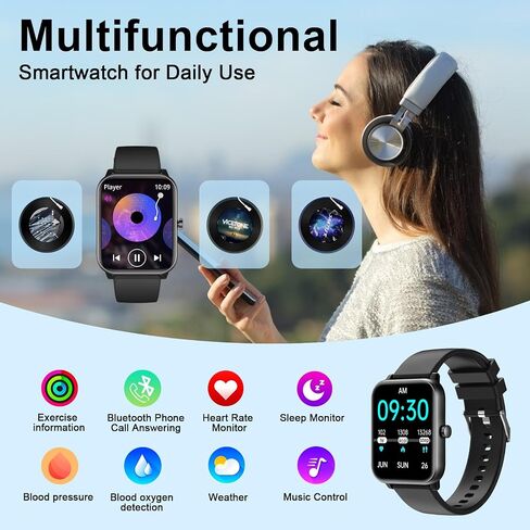 Smart Watch for iOS Android(Answer/Make Call) - 1.9" Full Touch Screen Smart Watches for Men Women, Activity Fitness Tracker, Multi Sport Modes Smartwatch with Heart Rate Sleep Monitor, AI Voice in Saudi Arabia