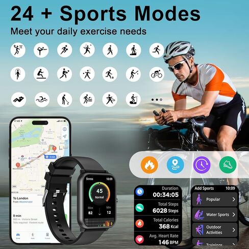 Smart Watch for iOS Android(Answer/Make Call) - 1.9" Full Touch Screen Smart Watches for Men Women, Activity Fitness Tracker, Multi Sport Modes Smartwatch with Heart Rate Sleep Monitor, AI Voice in Saudi Arabia