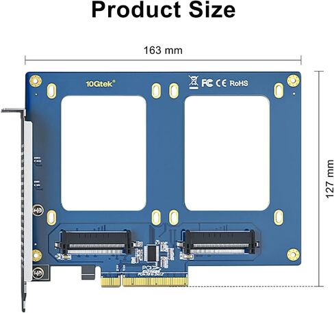 محول ipolex PCIe 3.0 إلى (2) U.2 SFF-8639، X8، لـ 2.5 بوصة U.2 NVMe SSD in Kuwait