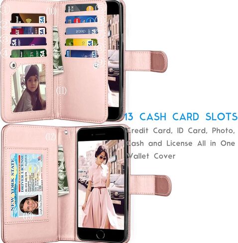 حافظة محفظة Tekcoo لهاتف iPhone SE 2020 / iPhone 7 / iPhone 8 Luxury ID Cash فتحات بطاقة الائتمان حامل حقيبة حمل فوليو فليب غطاء جلد PU [حافظة صلبة مغناطيسية قابلة للفصل] مسند - أسود in Kuwait