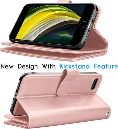 حافظة محفظة Tekcoo لهاتف iPhone SE 2020 / iPhone 7 / iPhone 8 Luxury ID Cash فتحات بطاقة الائتمان حامل حقيبة حمل فوليو فليب غطاء جلد PU [حافظة صلبة مغناطيسية قابلة للفصل] مسند - أسود in Kuwait