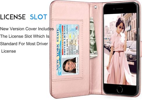 حافظة محفظة Tekcoo لهاتف iPhone SE 2020 / iPhone 7 / iPhone 8 Luxury ID Cash فتحات بطاقة الائتمان حامل حقيبة حمل فوليو فليب غطاء جلد PU [حافظة صلبة مغناطيسية قابلة للفصل] مسند - أسود in Kuwait