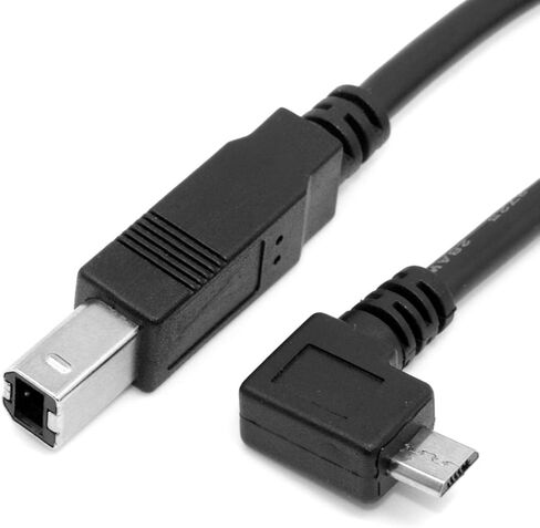 JSER بزاوية يسارية 90 درجة Micro USB OTG مضيف إلى الطابعة المستهدفة من النوع B القياسية كابل القرص الصلب الماسح الضوئي 60 سم in Saudi Arabia