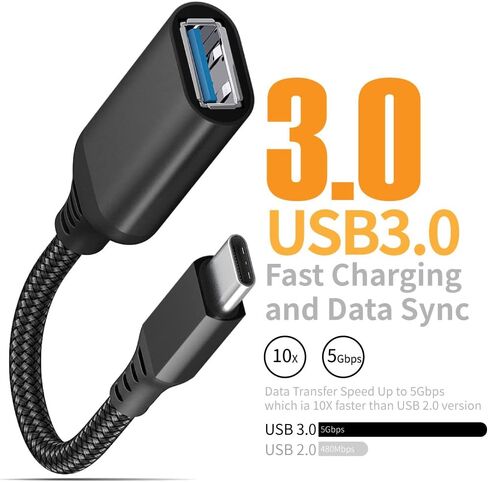 محول USB C إلى USB، 2 محول USB C ذكر إلى USB 3.0 أنثى، محول Thunderbolt 3 إلى USB أنثى OTG متوافق مع MacBook iPad Pro Galaxy والمزيد من الأجهزة من النوع C، أسود in Kuwait