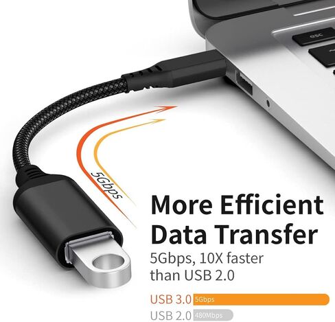 محول USB C إلى USB، 2 محول USB C ذكر إلى USB 3.0 أنثى، محول Thunderbolt 3 إلى USB أنثى OTG متوافق مع MacBook iPad Pro Galaxy والمزيد من الأجهزة من النوع C، أسود in Kuwait
