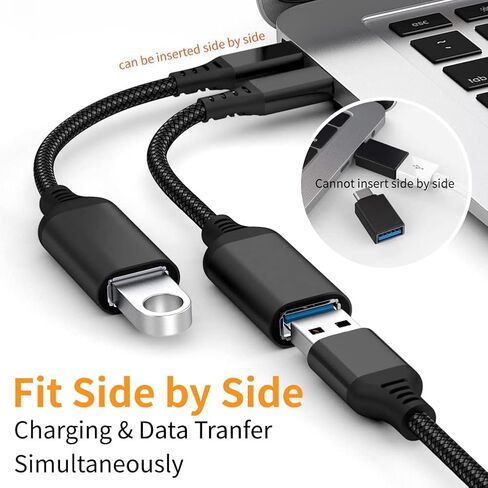 محول USB C إلى USB، 2 محول USB C ذكر إلى USB 3.0 أنثى، محول Thunderbolt 3 إلى USB أنثى OTG متوافق مع MacBook iPad Pro Galaxy والمزيد من الأجهزة من النوع C، أسود in Kuwait