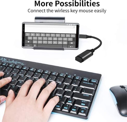 محول USB C إلى USB، 2 محول USB C ذكر إلى USB 3.0 أنثى، محول Thunderbolt 3 إلى USB أنثى OTG متوافق مع MacBook iPad Pro Galaxy والمزيد من الأجهزة من النوع C، أسود in Kuwait