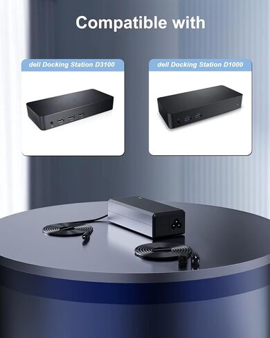 65W Power Adapter Compatible with Dell Ultra HD/4K Triple Display Docking Station D3100 D1000 5M48M 452-BBPG 5RR7X Replacement for Docking Station Power Supply. in Saudi Arabia