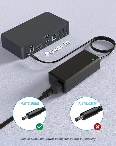 65W Power Adapter Compatible with Dell Ultra HD/4K Triple Display Docking Station D3100 D1000 5M48M 452-BBPG 5RR7X Replacement for Docking Station Power Supply. in Saudi Arabia