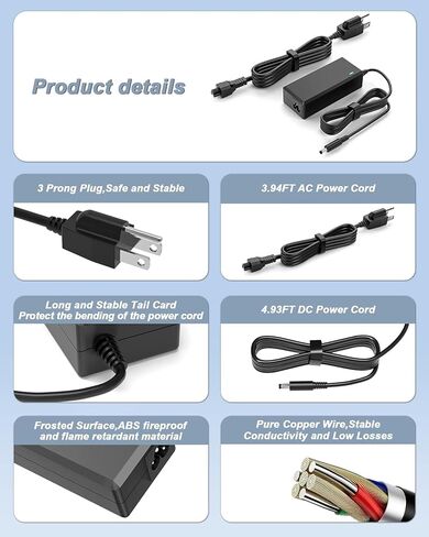 65W Power Adapter Compatible with Dell Ultra HD/4K Triple Display Docking Station D3100 D1000 5M48M 452-BBPG 5RR7X Replacement for Docking Station Power Supply. in Saudi Arabia