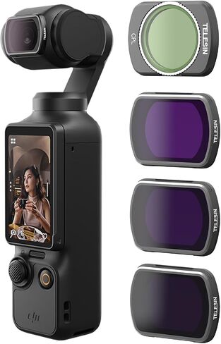 TELESIN Magnetic Lens Fitler Kit for DJI Pocket 3 Accessories, 4-Pack CPL ND16 ND64 ND256 Neutral Density Polarizing HD Ultra Thin Corning Glass Lens Protector Bundle Kit for Osmo Pocket 3 Combo in Saudi Arabia