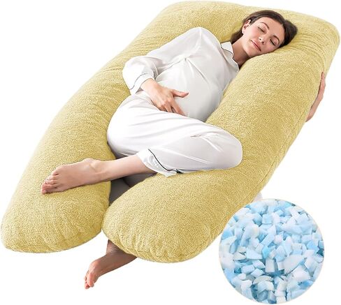 وسائد الحمل من WhatsBedding، وسائد الحمل على شكل حرف U للنوم، وسادة حشوة إسفنجية لكامل الجسم للبالغين، وسادة أمومة بأغطية مخملية in Kuwait